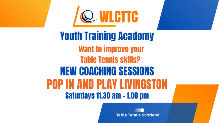 Youth Table Tennis Training Academy Pop in and Play Livingston